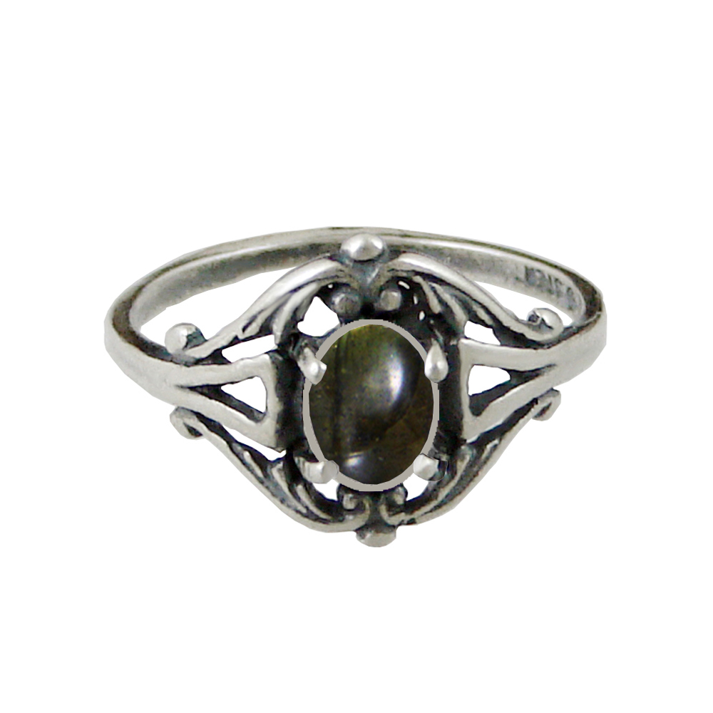 Sterling Silver Filigree Ring With Spectralite Size 8 Sterling Silver Filigree Ring With Spectralite Size 8